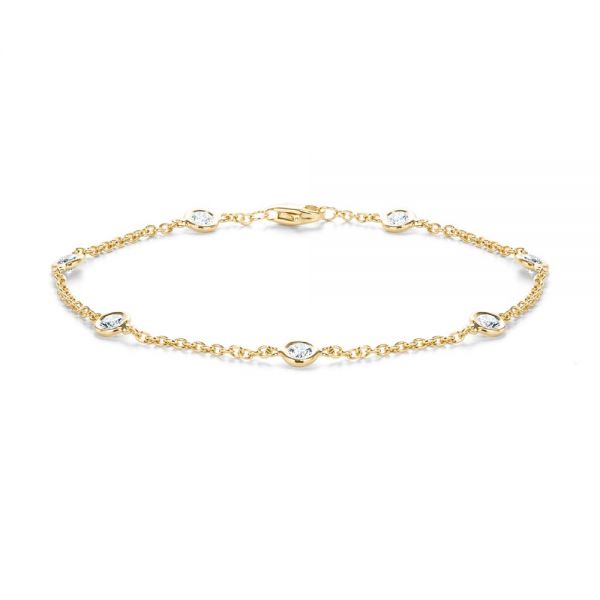 14k Yellow Gold 14k Yellow Gold Diamond Bezel Bracelet - Three-Quarter View -  107174