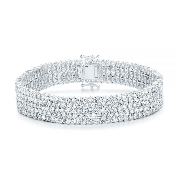 14k White Gold Diamond Bracelet - Three-Quarter View -  107209
