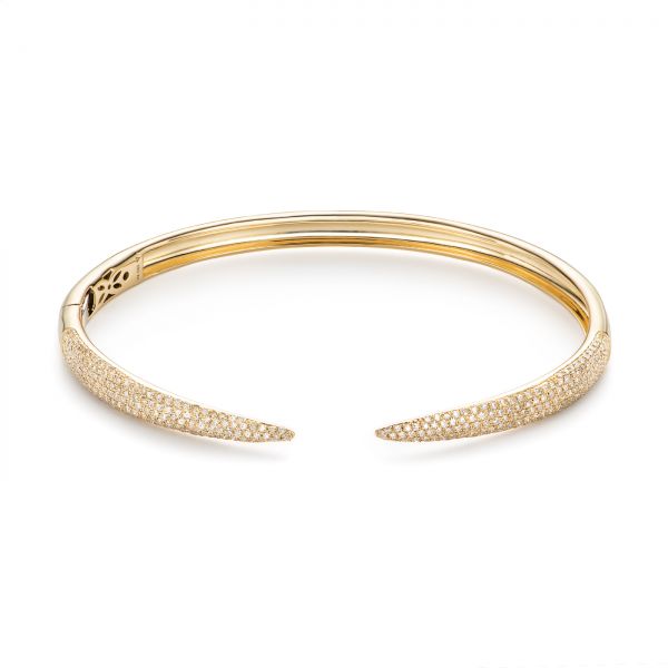 14k Yellow Gold 14k Yellow Gold Diamond Claw Bangle - Three-Quarter View -  106969