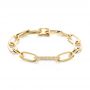 14k Yellow Gold 14k Yellow Gold Diamond Link Bracelet - Three-Quarter View -  106981 - Thumbnail