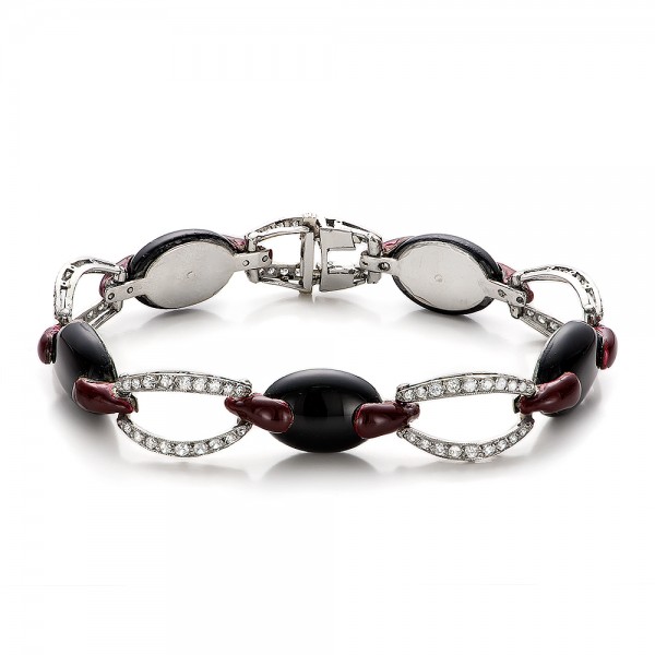 Diamond And Black Onyx Bracelet - Three-Quarter View -  100761