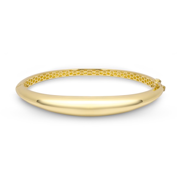 14k Yellow Gold Dome Bangle - Three-Quarter View - 107696