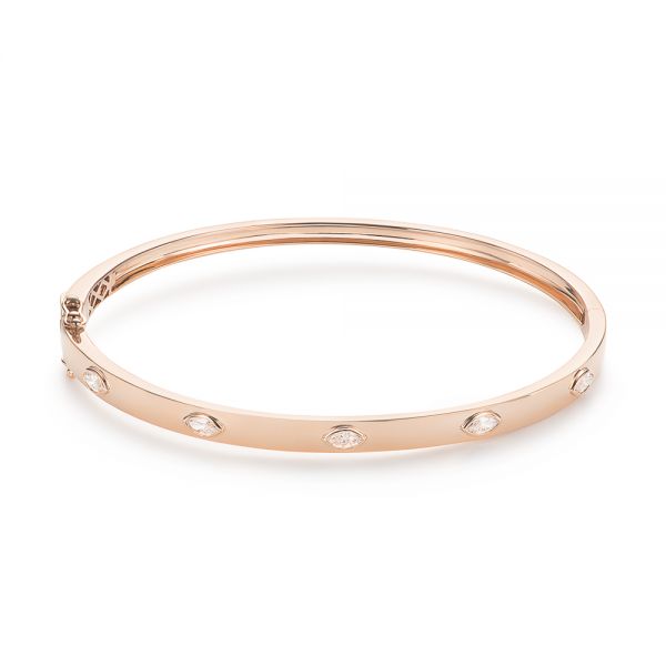 14k Rose Gold 14k Rose Gold Marquise Diamond Bangle - Three-Quarter View -  106965