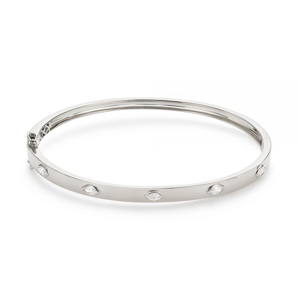  Platinum Platinum Marquise Diamond Bangle - Three-Quarter View -  106965