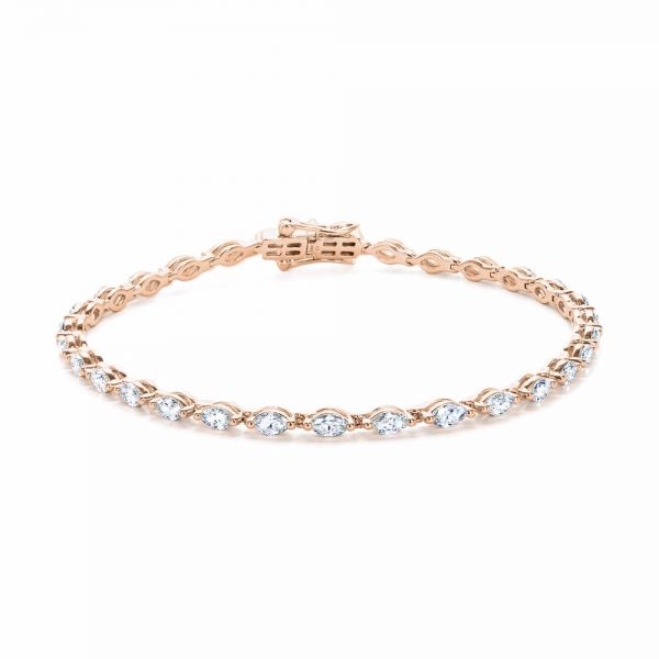 18k Rose Gold 18k Rose Gold Marquise Diamond Tennis Bracelet - Three-Quarter View -  107168