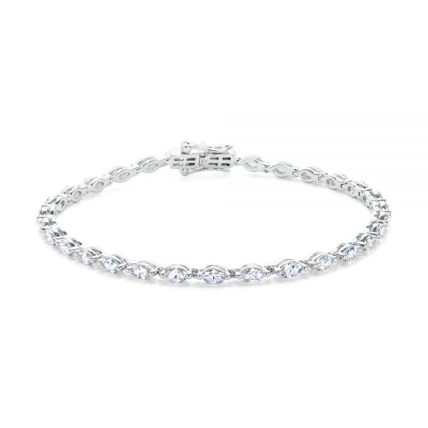 18k White Gold 18k White Gold Marquise Diamond Tennis Bracelet - Three-Quarter View -  107168