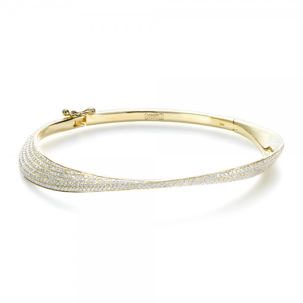 Yellow Gold Letter Single Micro Pave Diamond Bracelet (Diamond Initial Fashion Bracelet W (14K) (6+1))