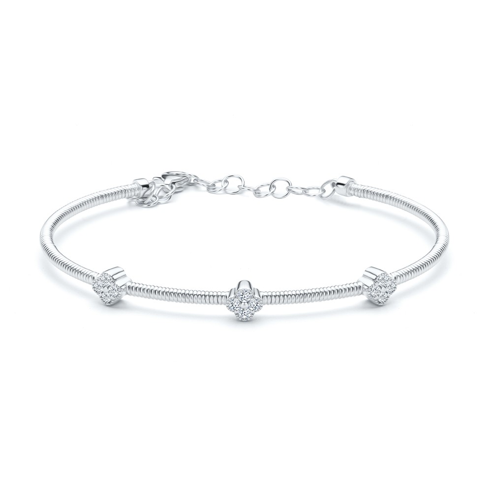 Omega Chain Floral Diamond Bangle - Image