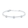 14k White Gold 14k White Gold Omega Chain Floral Diamond Bangle - Three-Quarter View -  107999 - Thumbnail