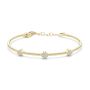 14k Yellow Gold Omega Chain Floral Diamond Bangle - Three-Quarter View -  107999 - Thumbnail