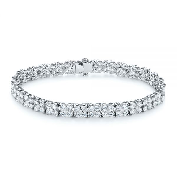  Platinum 10 Carat Diamond Tennis Bracelet - Three-Quarter View -  104130