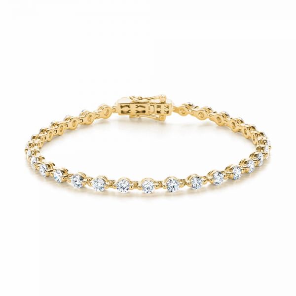 14k Yellow Gold 14k Yellow Gold Round Diamond Tennis Bracelet - Three-Quarter View - 107165
