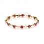 14k Yellow Gold Ruby And Diamond Bracelet - Three-Quarter View -  105932 - Thumbnail