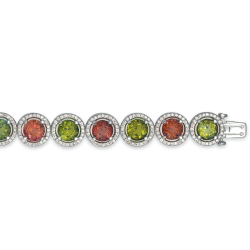 Tourmaline Garnet And Diamond Bracelet - Vanna K - Three-Quarter View -  1051 - Thumbnail