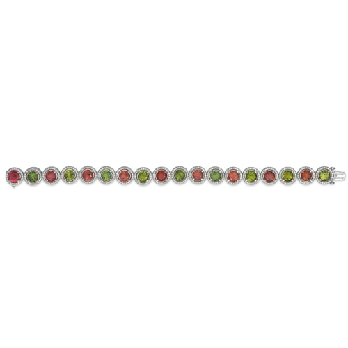 Tourmaline Garnet And Diamond Bracelet - Vanna K - Flat View -  1051 - Thumbnail