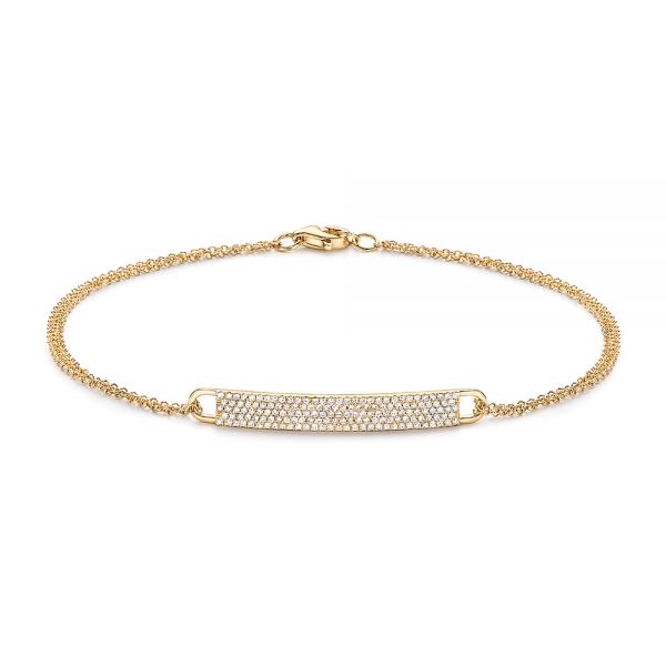 14k Yellow Gold Women's Diamond Bracelet - Three-Quarter View -  106832