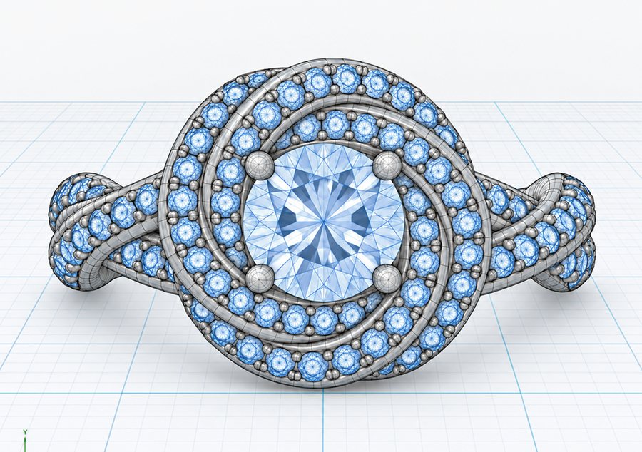 3D CAD model of the same ring