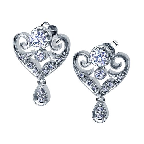 Diamond Earrings With Jacket - Three-Quarter View -  982
