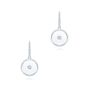 18k White Gold Dangling Sapphire Crystal Disc Diamond Huggie Earrings