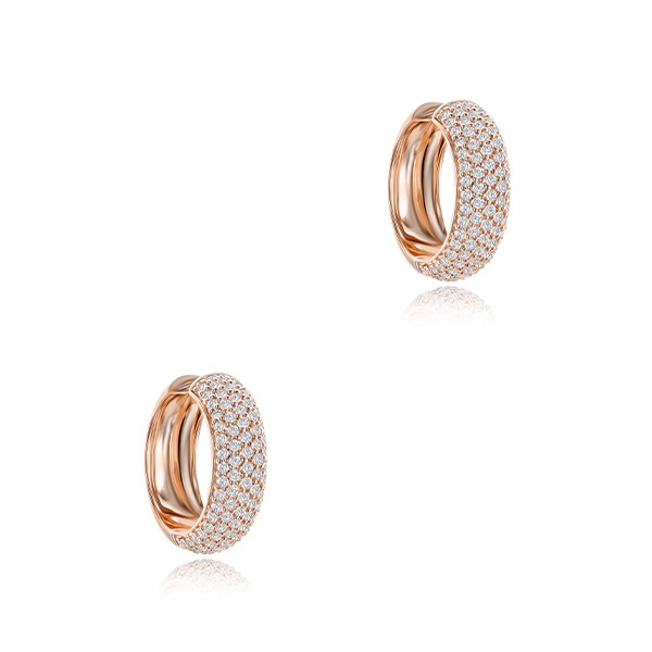 5 Row Diamond Pave Huggies - Front view