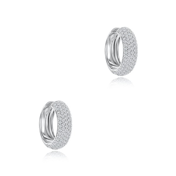 5 Row Diamond Pave Huggies - Front view