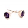 18k Rose Gold 18k Rose Gold Amethyst Bezel Set Stud Earrings - Front View -  101026 - Thumbnail