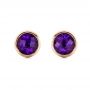 18k Rose Gold 18k Rose Gold Amethyst Bezel Set Stud Earrings - Three-Quarter View -  101026 - Thumbnail