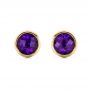 18k Yellow Gold 18k Yellow Gold Amethyst Bezel Set Stud Earrings - Three-Quarter View -  101026 - Thumbnail