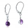 14k White Gold Amethyst Cabochon And Diamond Earrings - Front View -  100447 - Thumbnail