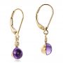 14k Yellow Gold 14k Yellow Gold Amethyst Cabochon And Diamond Earrings - Front View -  100447 - Thumbnail