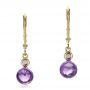 14k Yellow Gold 14k Yellow Gold Amethyst Cabochon And Diamond Earrings - Three-Quarter View -  100447 - Thumbnail