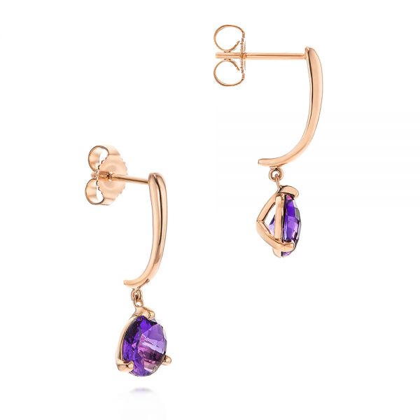 14k Rose Gold 14k Rose Gold Amethyst Dangle Earrings - Front View -  106406