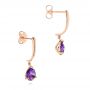18k Rose Gold 18k Rose Gold Amethyst Dangle Earrings - Front View -  106406 - Thumbnail