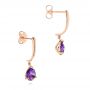 14k Rose Gold 14k Rose Gold Amethyst Dangle Earrings - Front View -  106406 - Thumbnail
