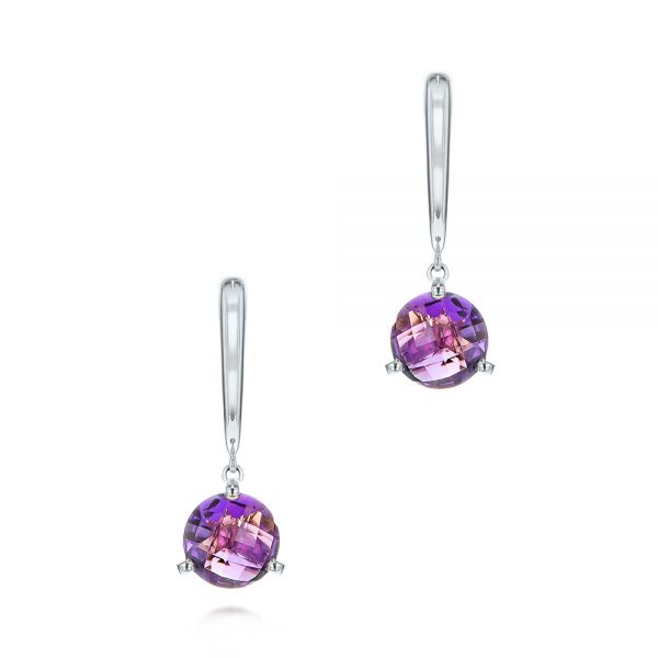  Platinum Platinum Amethyst Dangle Earrings - Three-Quarter View -  106406