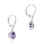 14k White Gold Amethyst Drop Earrings - Front View -  102657 - Thumbnail