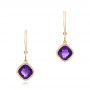 14k Yellow Gold 14k Yellow Gold Amethyst Drop Earrings - Three-Quarter View -  102657 - Thumbnail