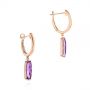 18k Rose Gold 18k Rose Gold Amethyst Huggie Earrings - Front View -  105409 - Thumbnail