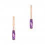 14k Rose Gold Amethyst Huggie Earrings - Three-Quarter View -  105409 - Thumbnail