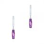  Platinum Platinum Amethyst Huggie Earrings - Three-Quarter View -  105409 - Thumbnail