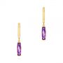 14k Yellow Gold Amethyst Huggie Earrings