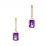 14k Rose Gold 14k Rose Gold Amethyst Huggies - Three-Quarter View -  106605 - Thumbnail