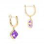 14k Yellow Gold 14k Yellow Gold Amethyst Huggies - Front View -  106552 - Thumbnail