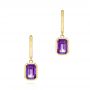 14k Yellow Gold 14k Yellow Gold Amethyst Huggies - Three-Quarter View -  106605 - Thumbnail