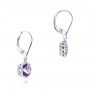 14k White Gold Amethyst Leverback Earrings - Front View -  102511 - Thumbnail