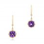 14k Yellow Gold 14k Yellow Gold Amethyst Leverback Earrings - Three-Quarter View -  102511 - Thumbnail