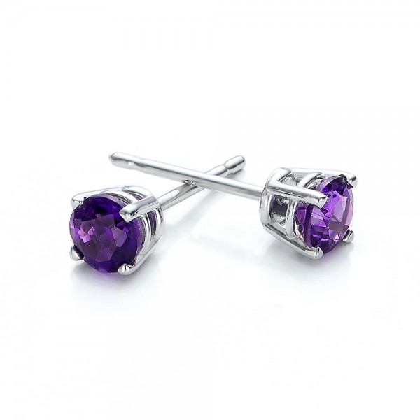 Amethyst Stud Earrings - front perspective