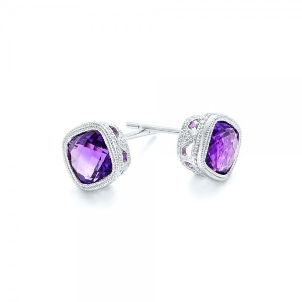 Amethyst Stud Earrings - front perspective
