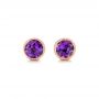 14k Rose Gold Amethyst Stud Earrings - Three-Quarter View -  102661 - Thumbnail