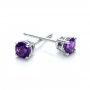 14k White Gold Amethyst Stud Earrings - Front View -  100928 - Thumbnail
